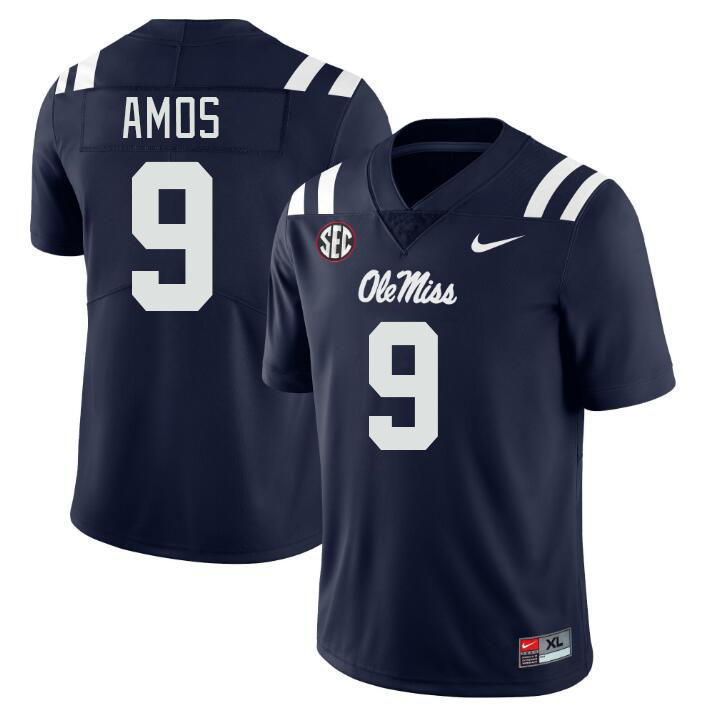 Men #9 Trey Amos Ole Miss Rebels College Football Jerseys Stitched-Navy